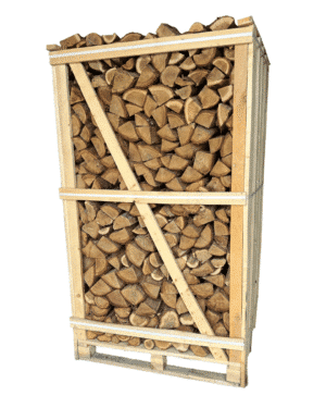 Brændetårn med 1,8 m³ ovntørret eg brænde – frontvisning