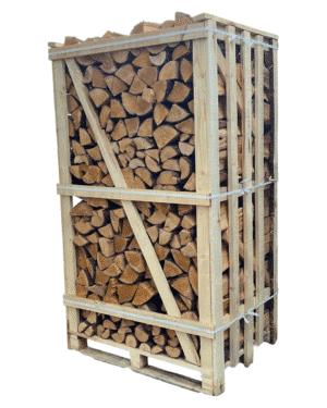 Brændetårn med ovntørret blandet løv brænde – sidevisning af palle